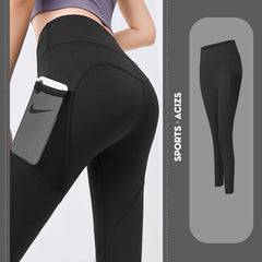 Premium Yoga Pants with Pockets - Tummy Control Fitness Leggings Black