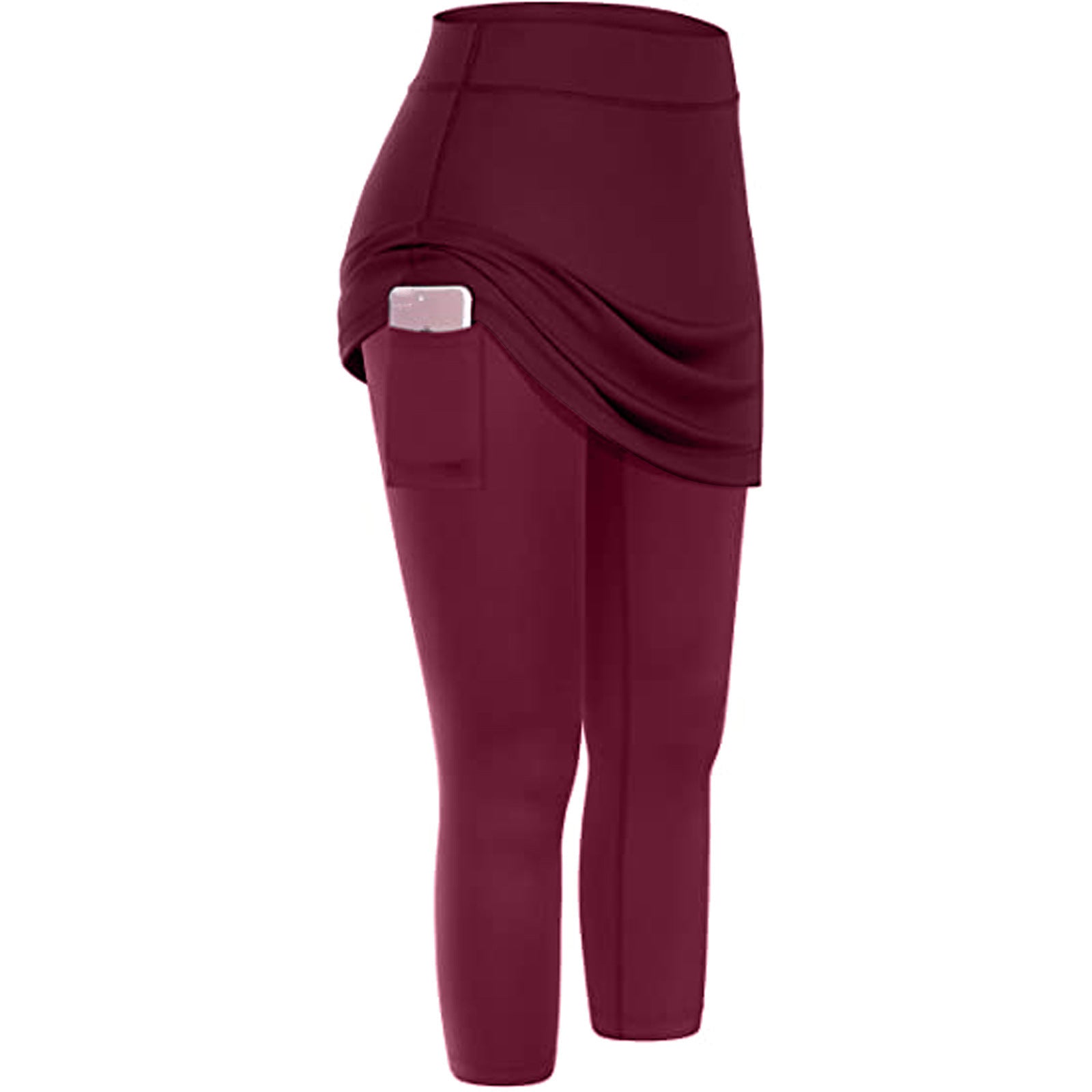 Premium Women's Leggings with Pockets - Yoga Fitness Pants Wine red