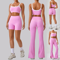 Premium Women's Yoga Fitness Set - Contrast Color Workout Outfit