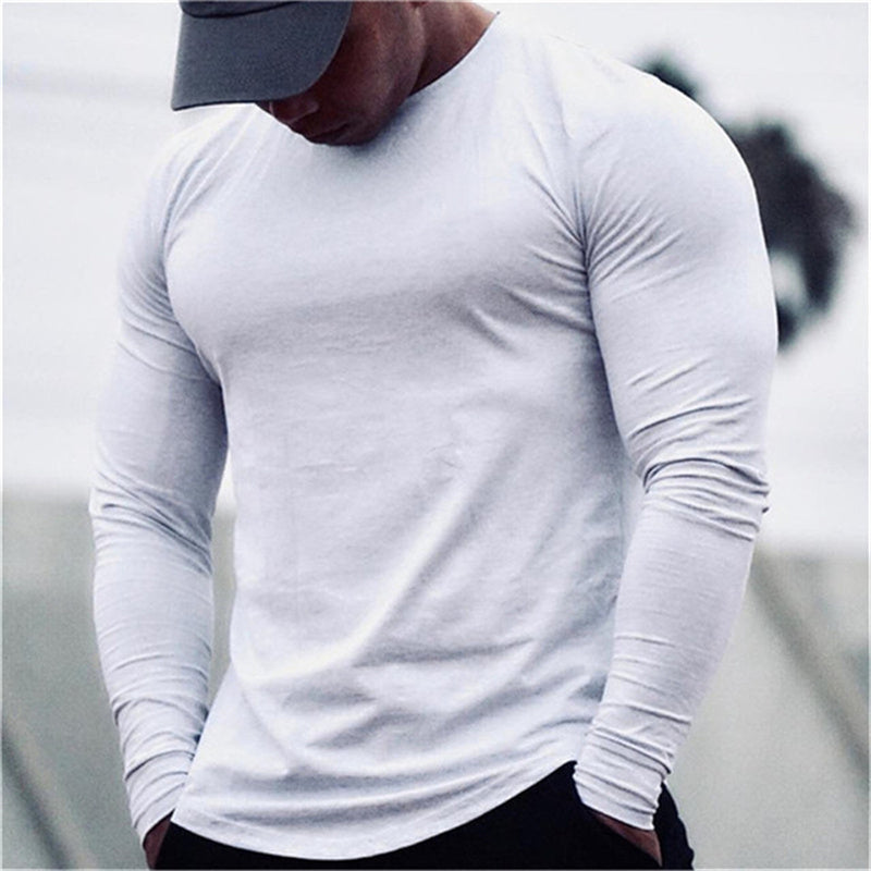 Premium Men's Quick-Dry Long Sleeve Sports Shirt - Loose Fit A White