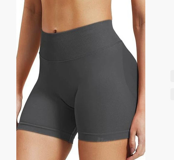 High Waist Yoga Shorts Tight Hip Raise Seamless Quick-drying Pants For Sports Fitness Dark Grey