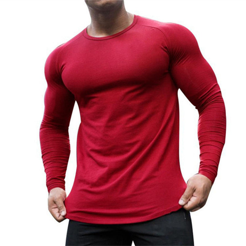 Premium Men's Quick-Dry Long Sleeve Sports Shirt - Loose Fit A Red