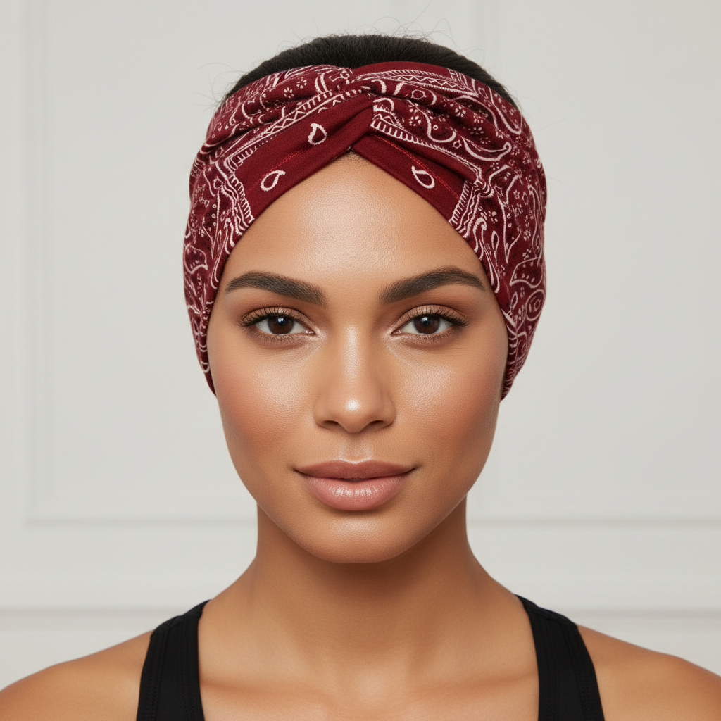 5-PCS Cashew nuts are red Women's Extra Wide Turban Headband - Elastic Yoga & Sports Hair Wrap