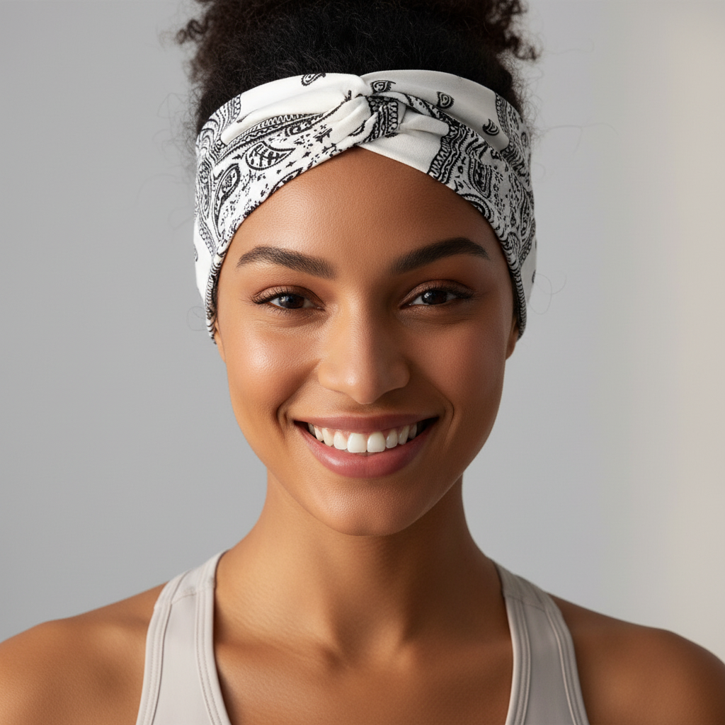 5-PCS Cashew nuts are white Women's Extra Wide Turban Headband - Elastic Yoga & Sports Hair Wrap