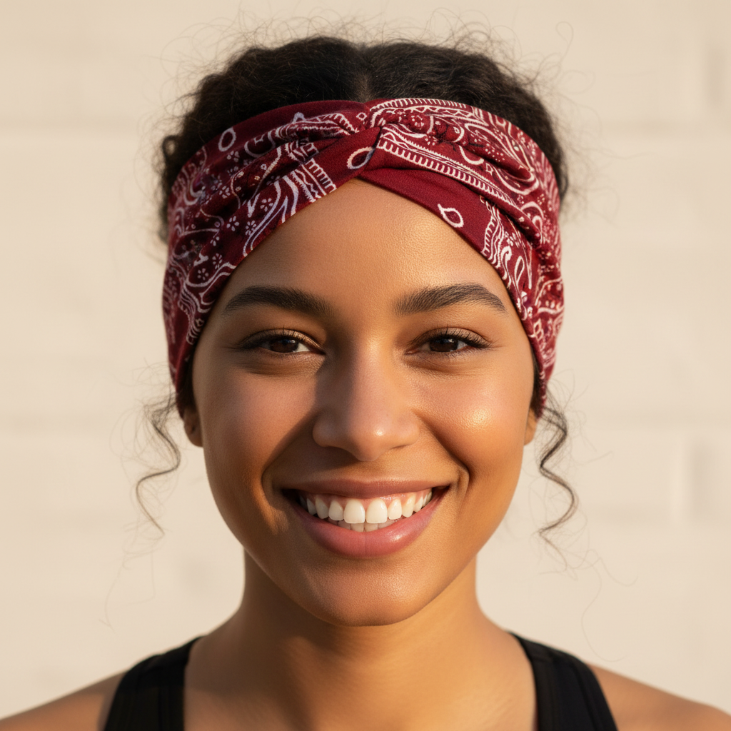 5-PCS Cashew nuts are red Women's Extra Wide Turban Headband - Elastic Yoga & Sports Hair Wrap