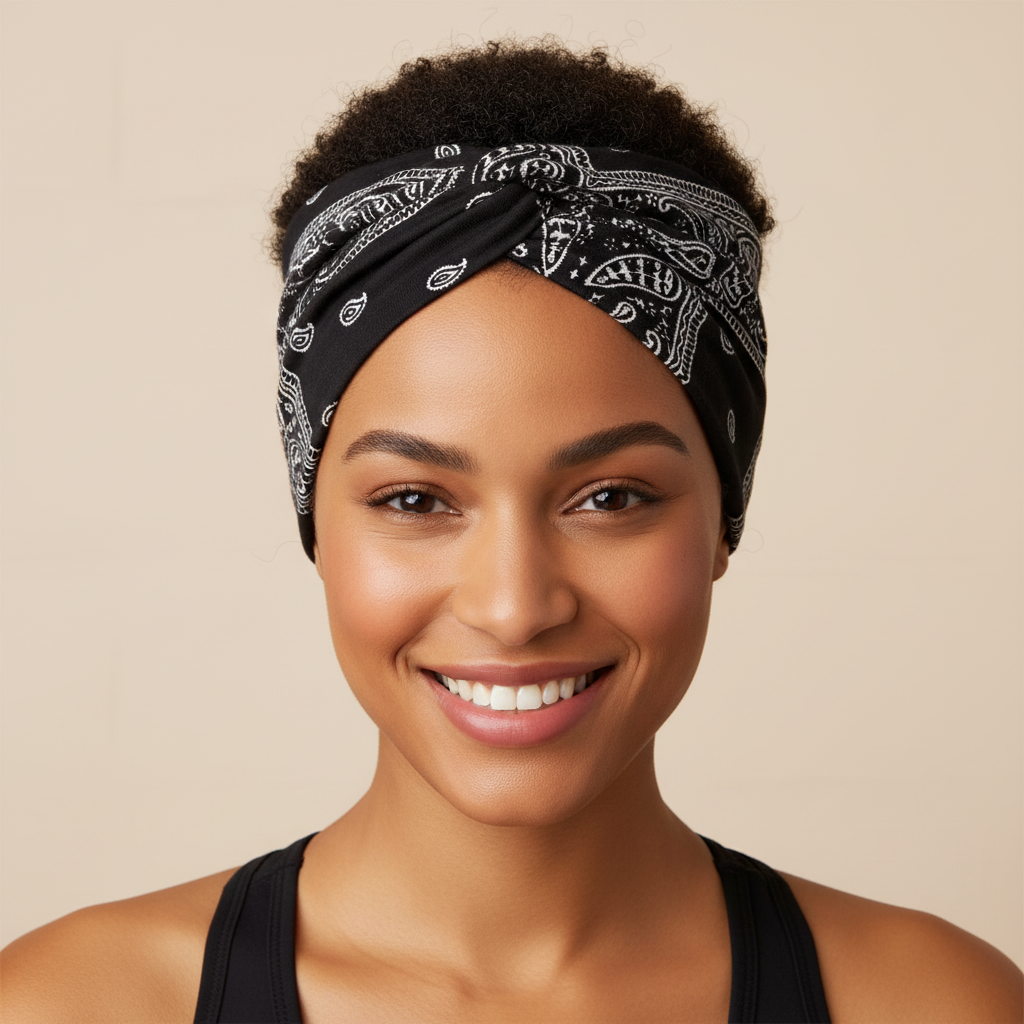 5-PCS Cashew nuts are black Women's Extra Wide Turban Headband - Elastic Yoga & Sports Hair Wrap