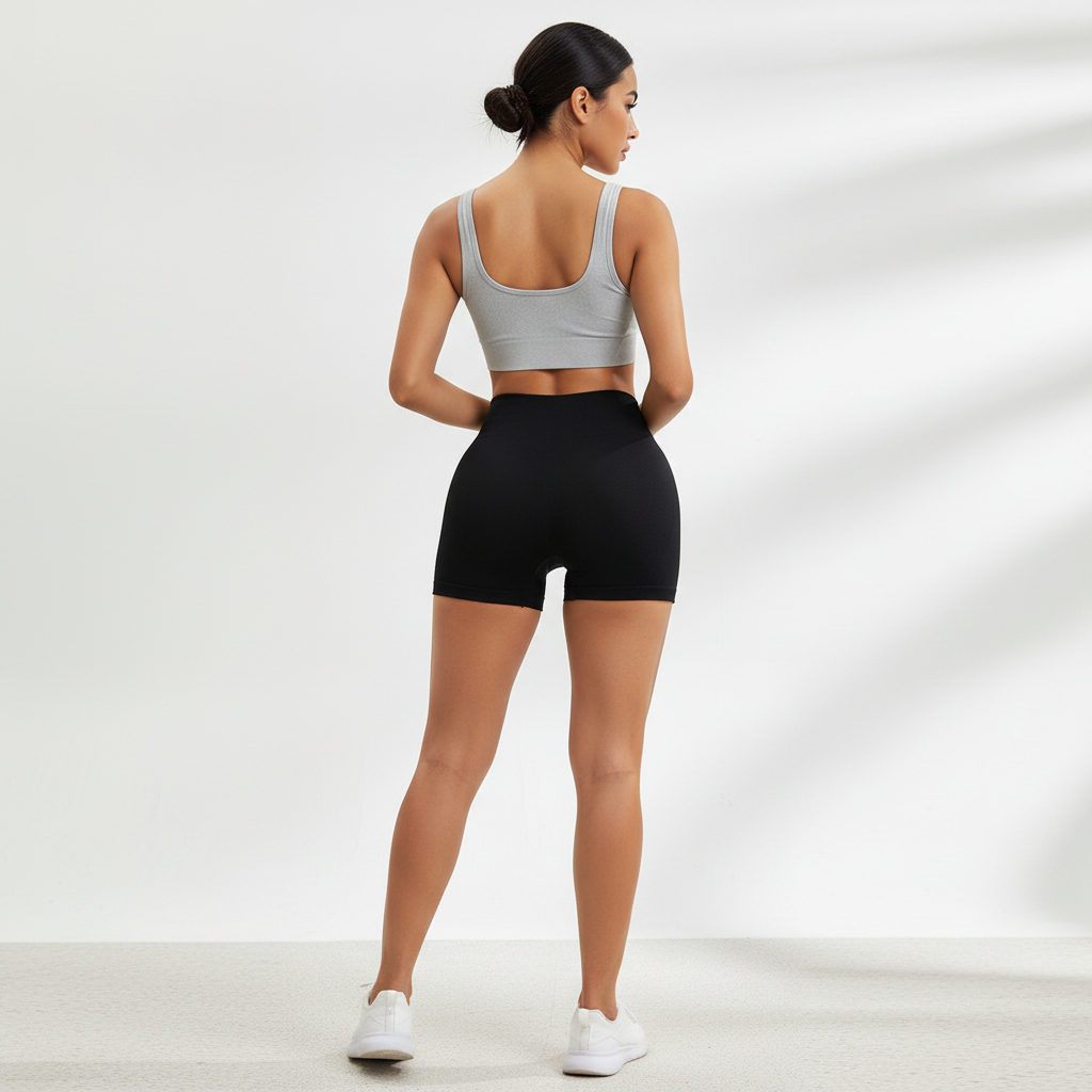 2 pcs High waist black yoga shorts for running, fitness and sports | Tummy control, butt lift, sweat wicking, size S