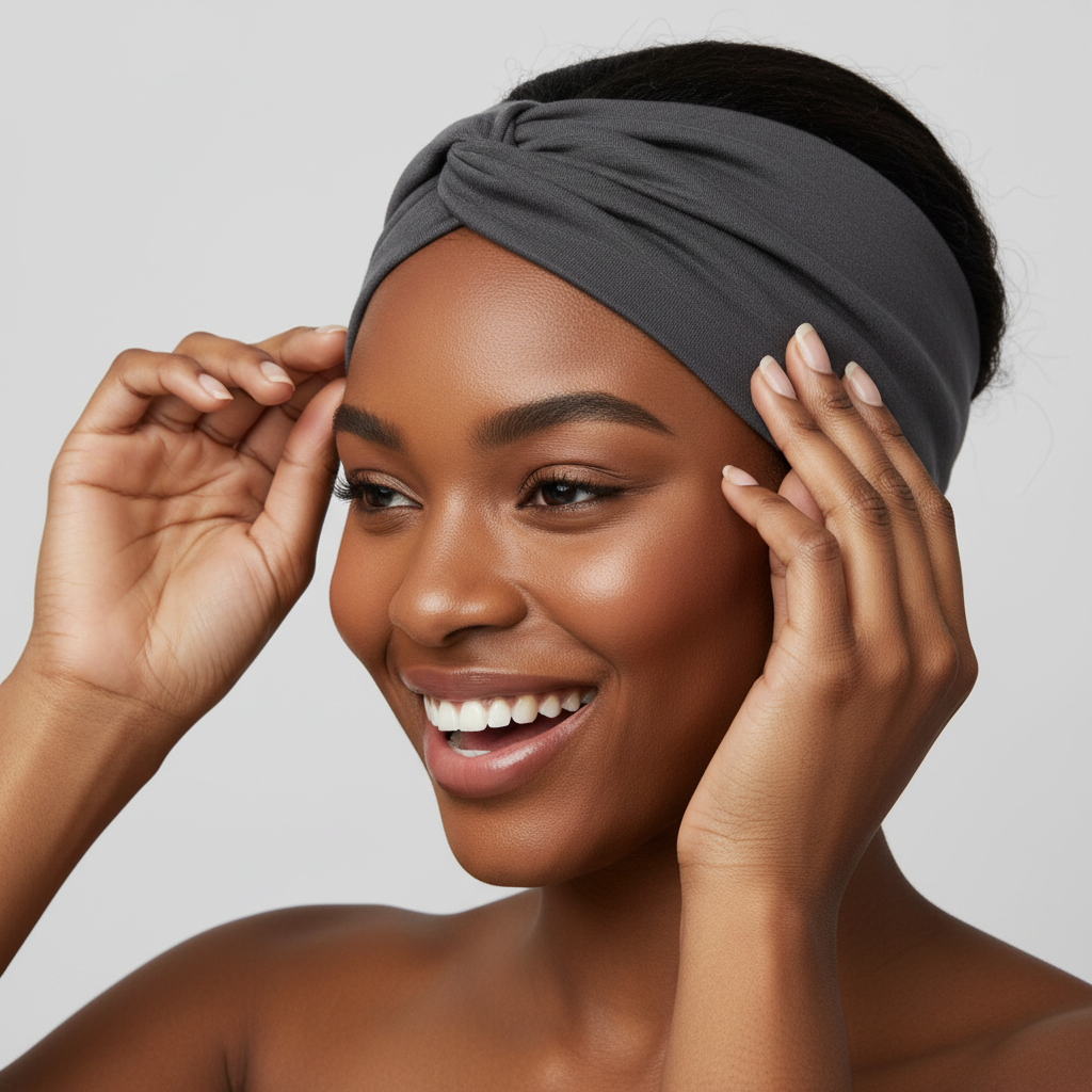Wide Turban Headband 5-Pack - Elastic Yoga & Sports Hair Wrap for Women Grey