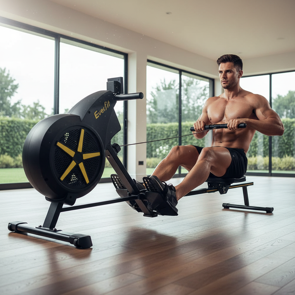Air Rowing Machine | 8 Resistance Levels, 150kg Capacity & Whisper-Quiet | Home Gym Cardio