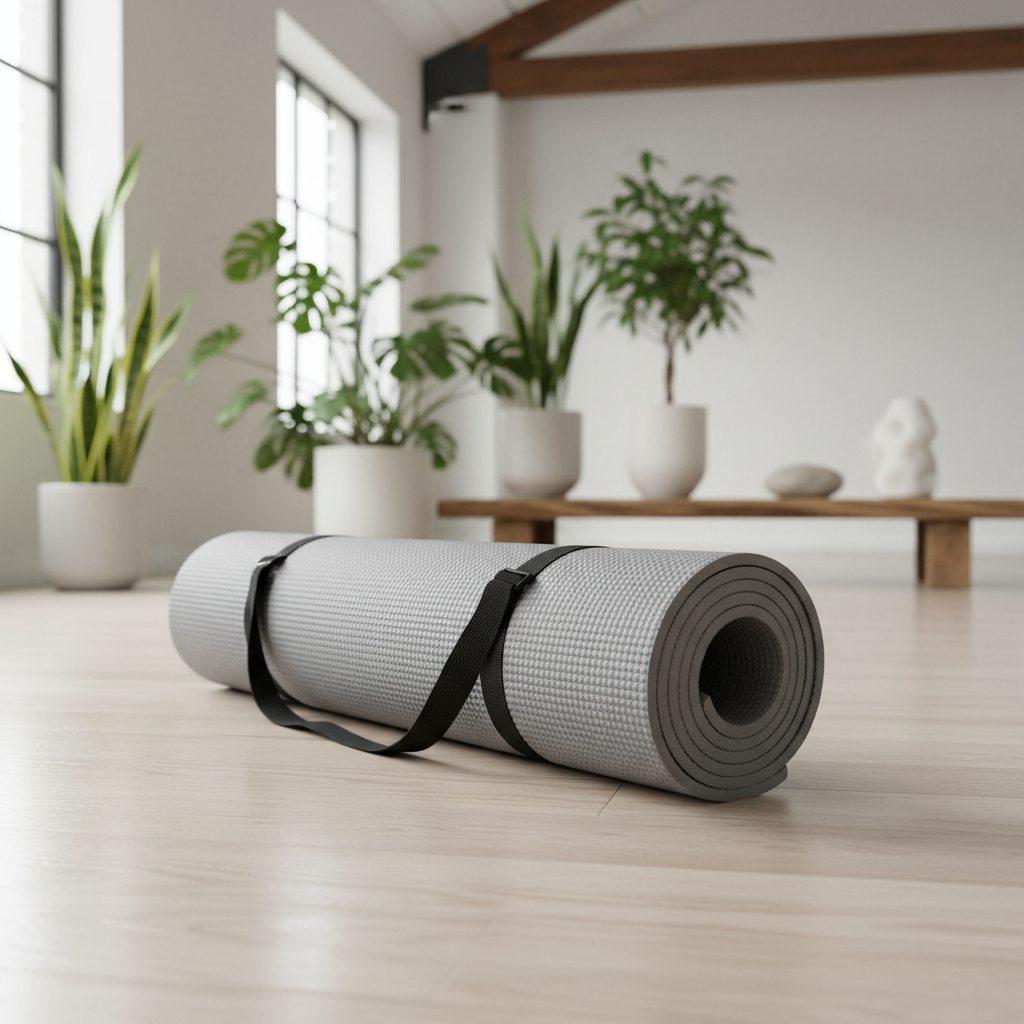 Powertrain Dual Layer 6mm Yoga Mat | Slate Grey | Non-slip Surface And Carry Strap For Ultimate Comfort And Portability