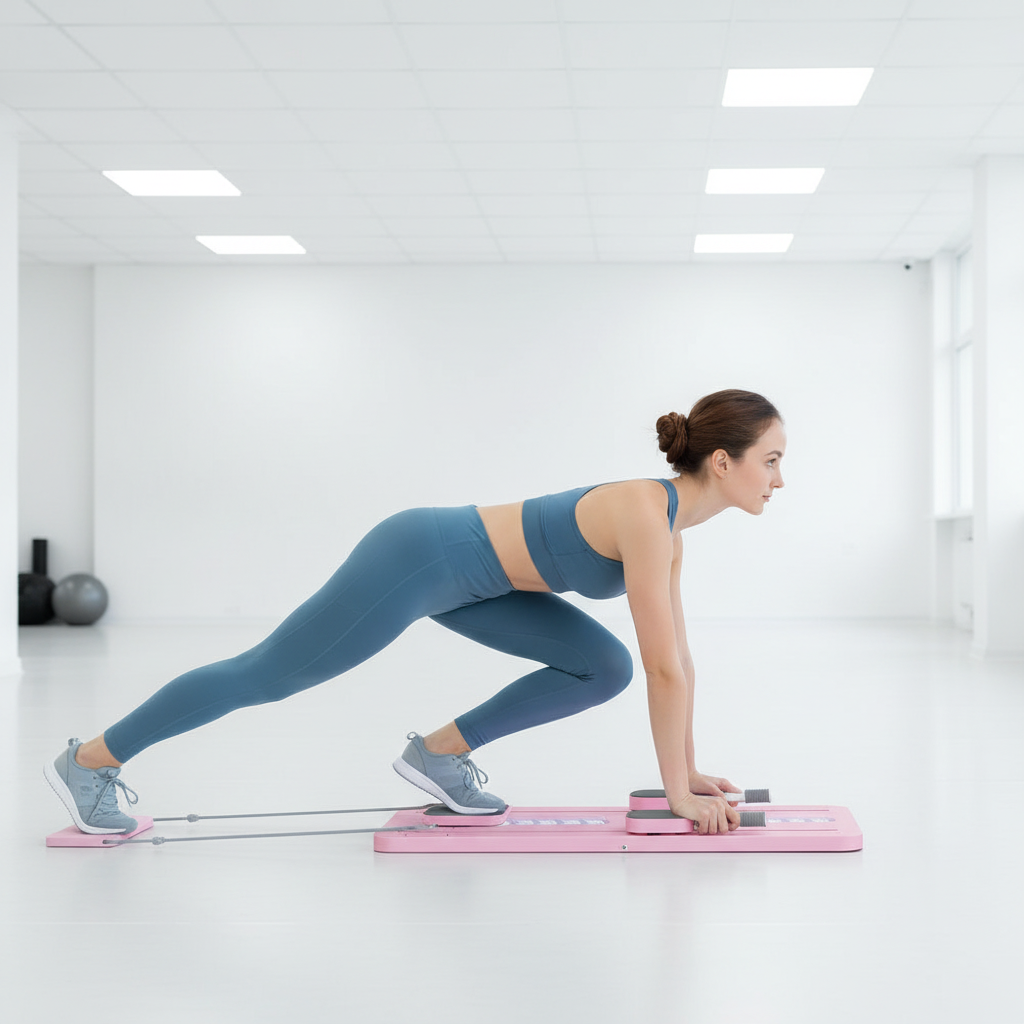 Automatic Rebound Ab Roller Board - Foldable Core Trainer with Resistance Bands & Timer