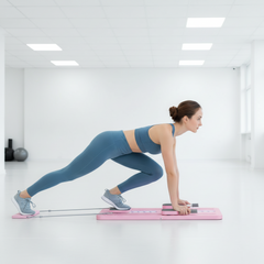 Automatic Rebound Ab Roller Board - Foldable Core Trainer with Resistance Bands & Timer