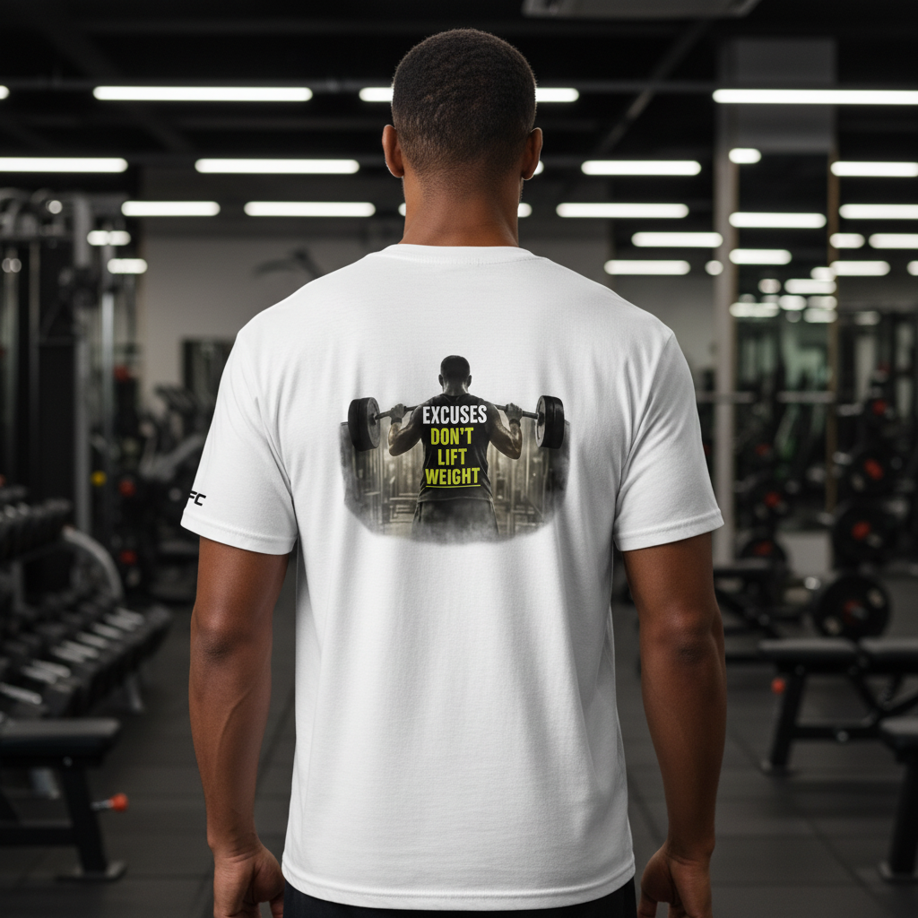 OFC Men's Premium Gym T-Shirt - Excuses Don't Lift Weight Motivational Tee