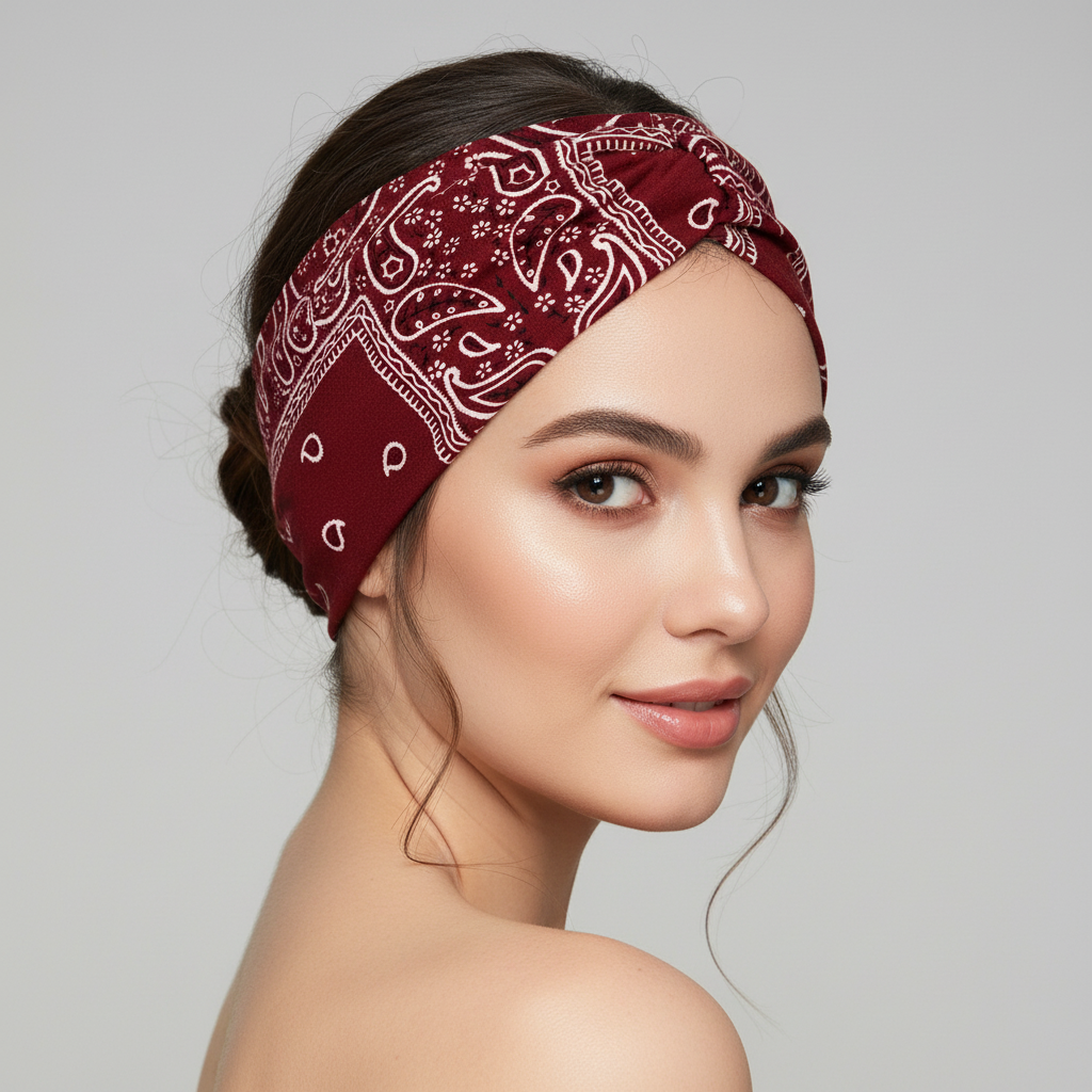 5-PCS Cashew nuts are red Women's Extra Wide Turban Headband - Elastic Yoga & Sports Hair Wrap