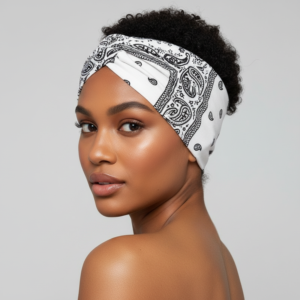 5-PCS Cashew nuts are white Women's Extra Wide Turban Headband - Elastic Yoga & Sports Hair Wrap