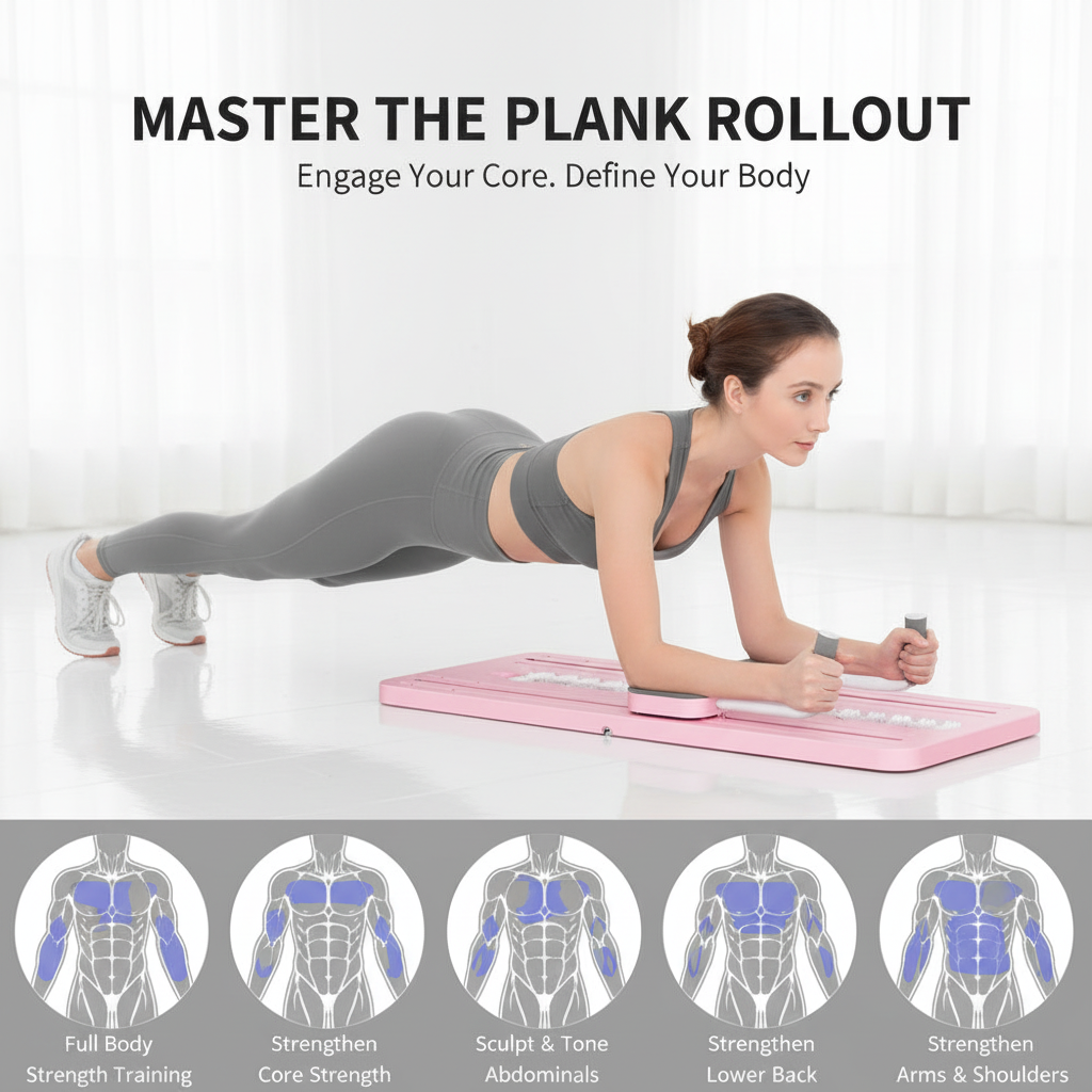 Automatic Rebound Ab Roller Board - Foldable Core Trainer with Resistance Bands & Timer