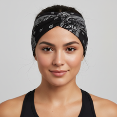 5-PCS Cashew nuts are black Women's Extra Wide Turban Headband - Elastic Yoga & Sports Hair Wrap