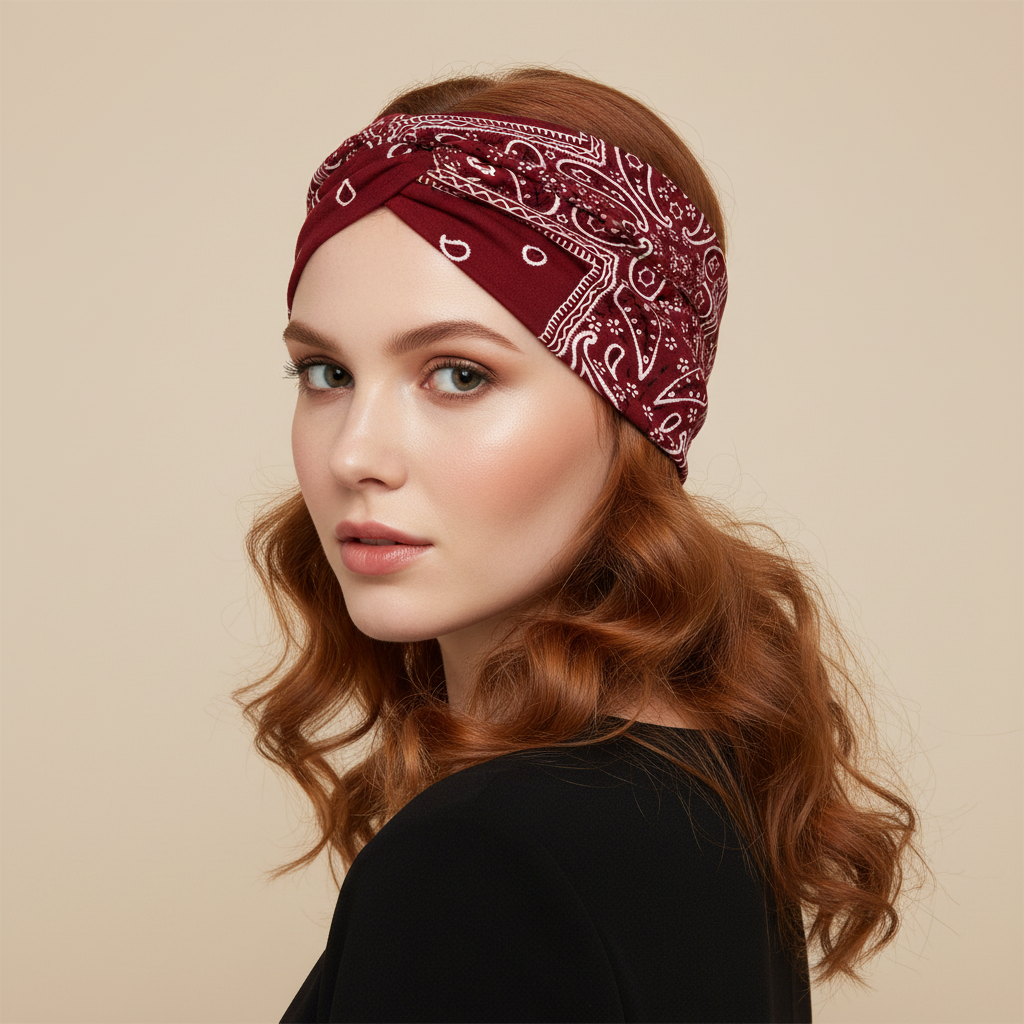 5-PCS Cashew nuts are red Women's Extra Wide Turban Headband - Elastic Yoga & Sports Hair Wrap