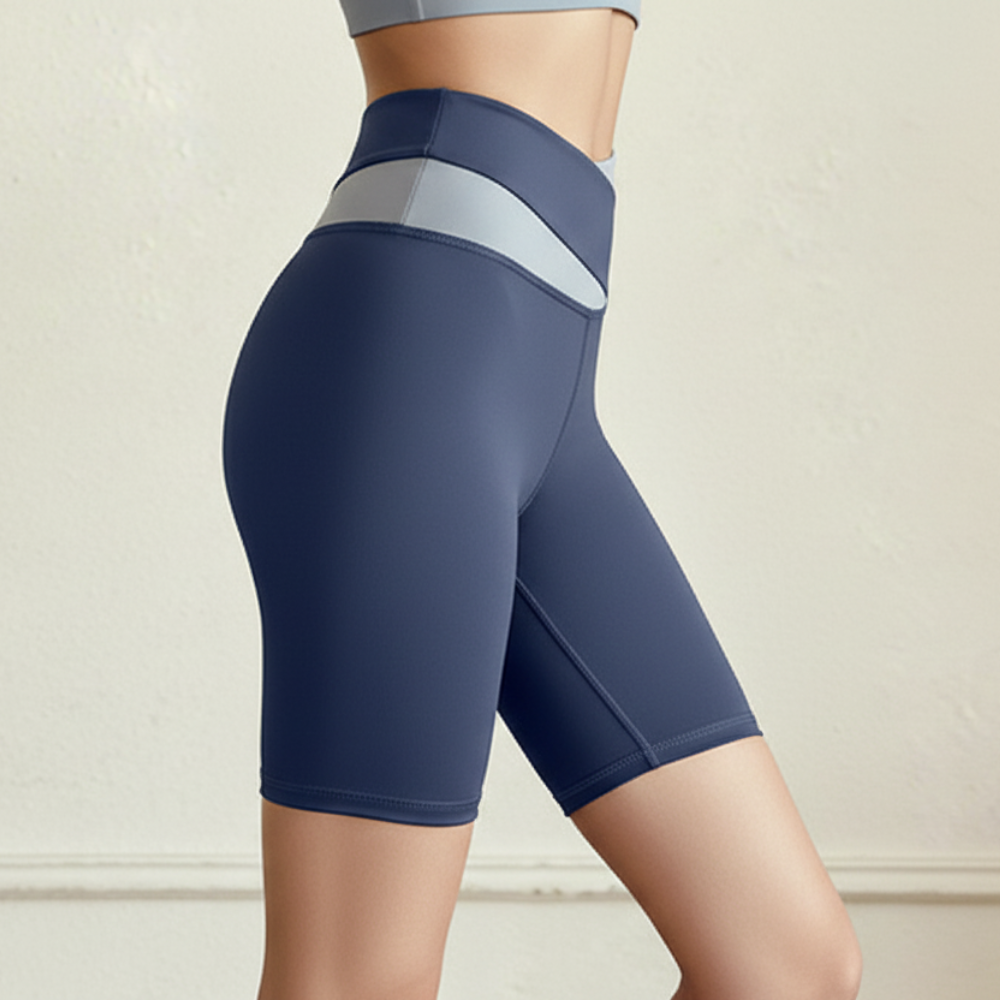 Block High-Waist Yoga Shorts - Premium Compression Activewear