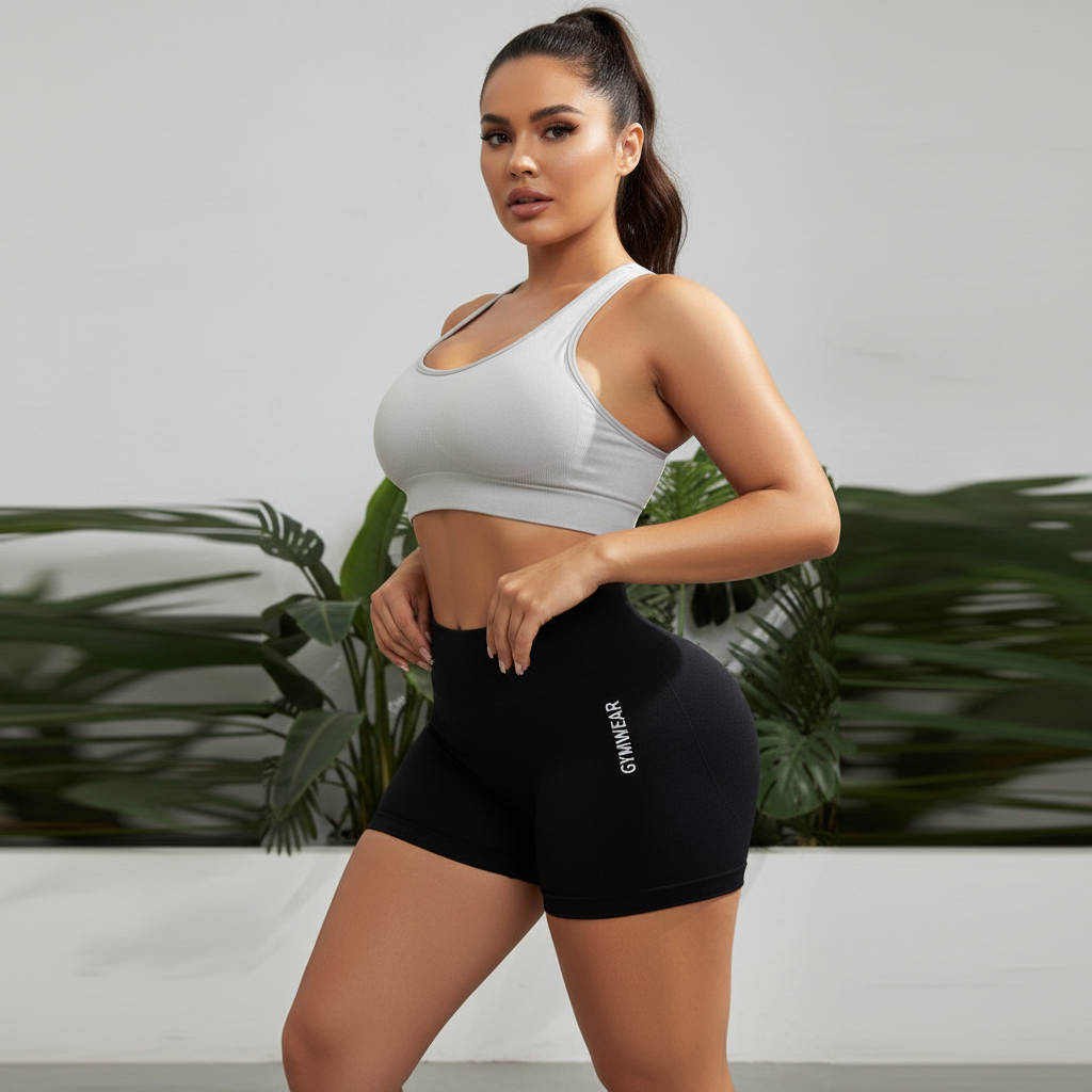 2 pcs High waist black yoga shorts for running, fitness and sports | Tummy control, butt lift, sweat wicking, size S Black