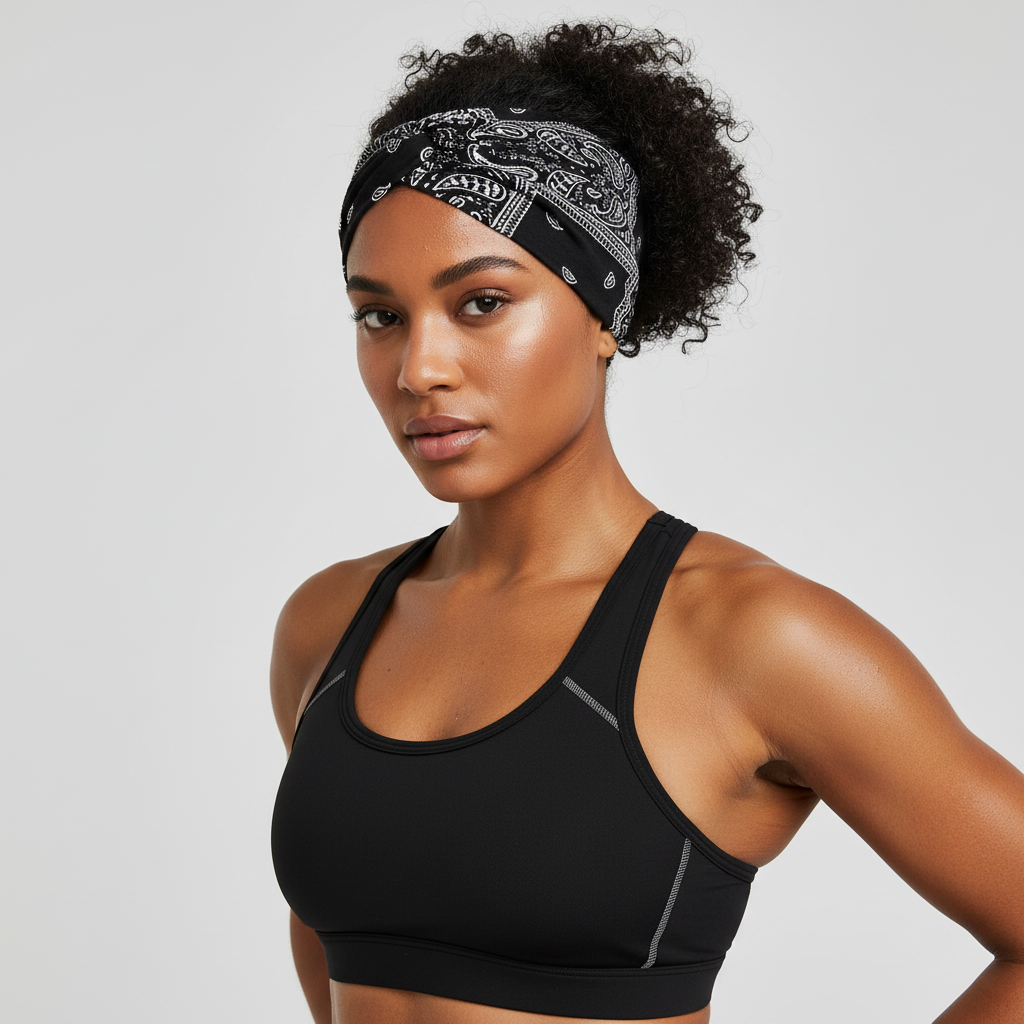 5-PCS Cashew nuts are black Women's Extra Wide Turban Headband - Elastic Yoga & Sports Hair Wrap