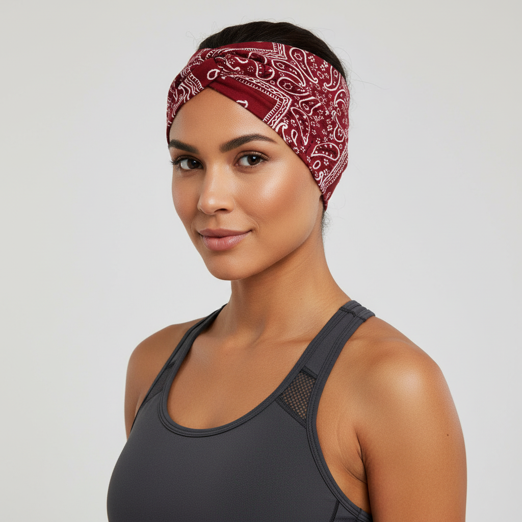 5-PCS Cashew nuts are red Women's Extra Wide Turban Headband - Elastic Yoga & Sports Hair Wrap