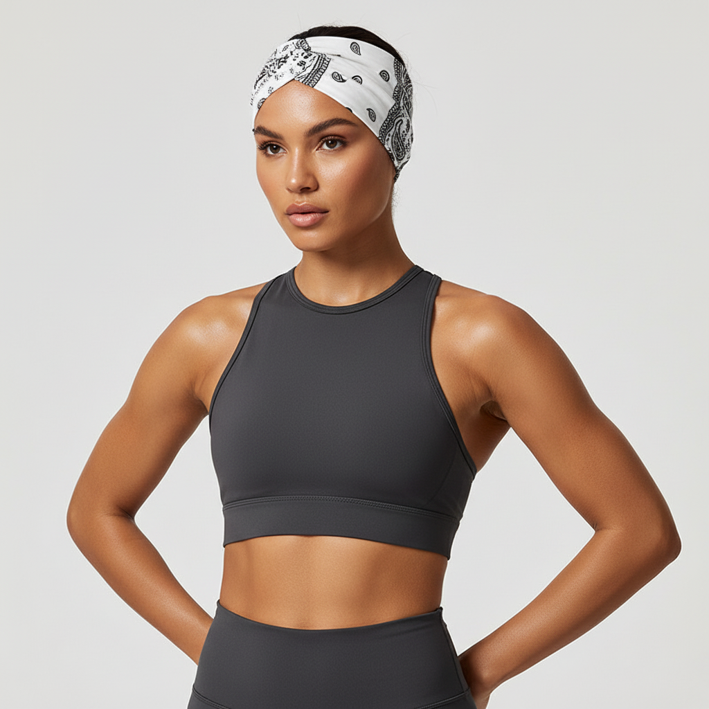 5-PCS Cashew nuts are white Women's Extra Wide Turban Headband - Elastic Yoga & Sports Hair Wrap