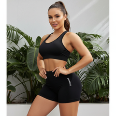 2 pcs High waist black yoga shorts for running, fitness and sports | Tummy control, butt lift, sweat wicking, size S