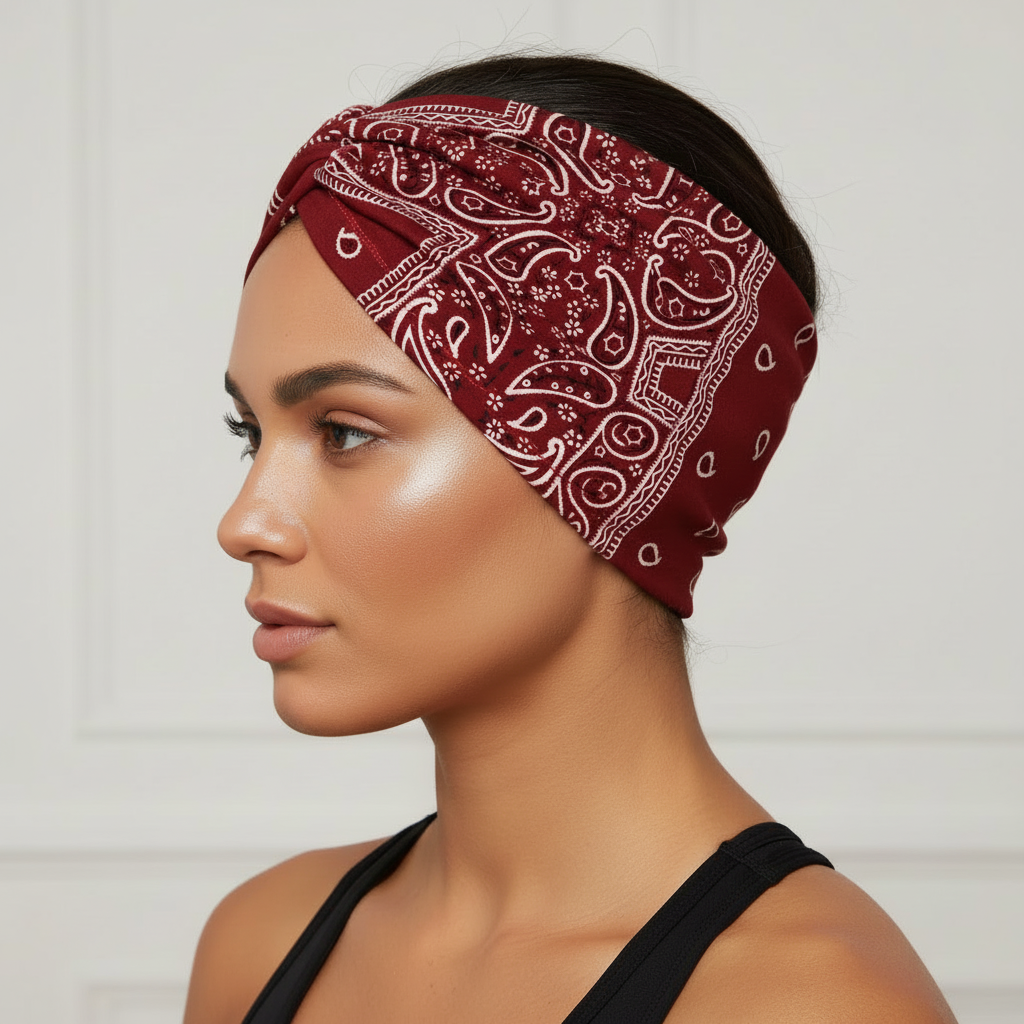 5-PCS Cashew nuts are red Women's Extra Wide Turban Headband - Elastic Yoga & Sports Hair Wrap