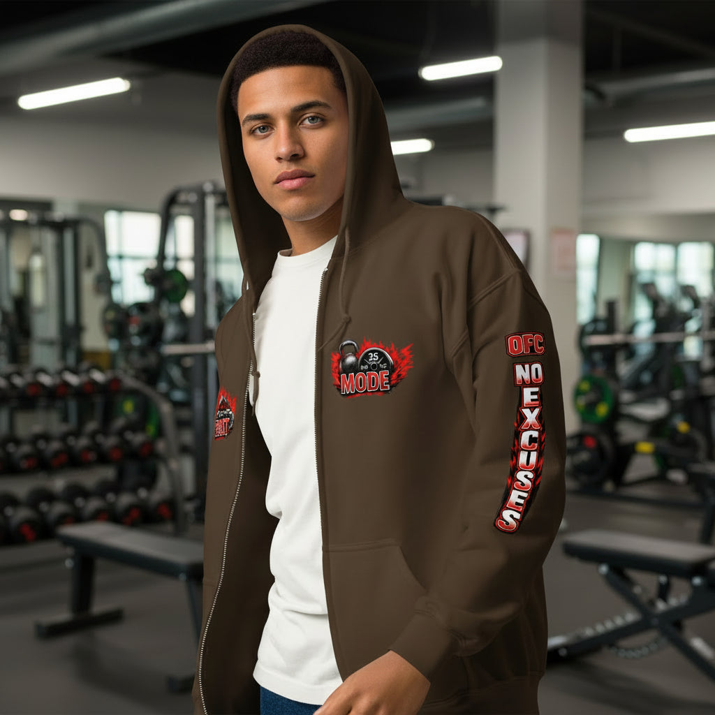 OFC Men's Heavy Blend Zip Hoodie - Premium Fleece Performance Dark Chocolate