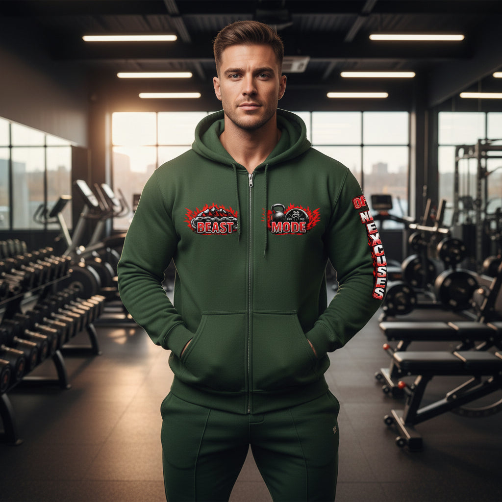 OFC Men's Heavy Blend Zip Hoodie - Premium Fleece Performance Forest Green