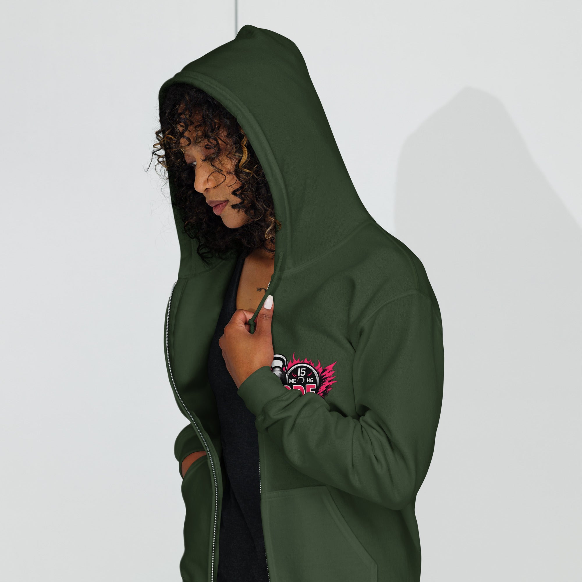 OFC Women's Heavy Blend Zip Hoodie - Premium Fleece Comfort Forest Green