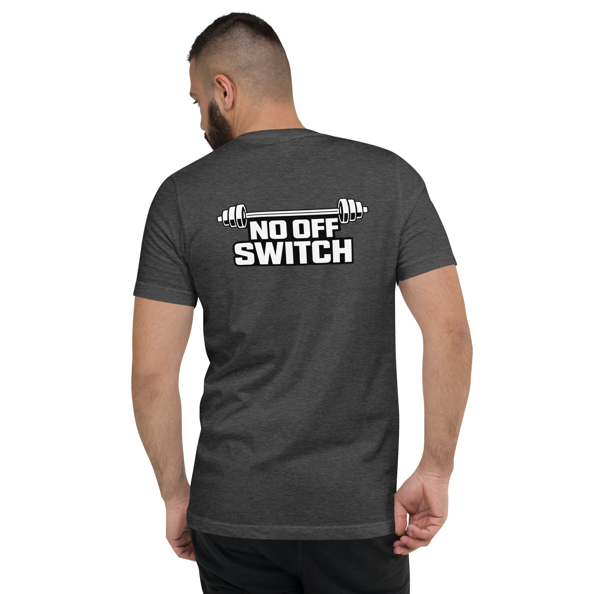 Men's OFC Gym V-Neck T-Shirt - No Off Switch Motivational Tee Dark Grey Heather