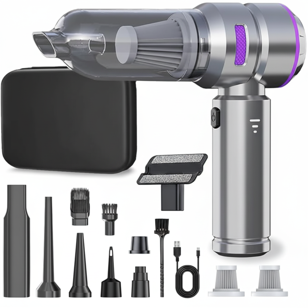 Car Vacuum Cleaner,19000PA High Power Mini Vacuum Cleaner,Rechargeable Handheld Vacuum,Portable Cordless Compressed Air Duster Air Blower for Car Home-Purple