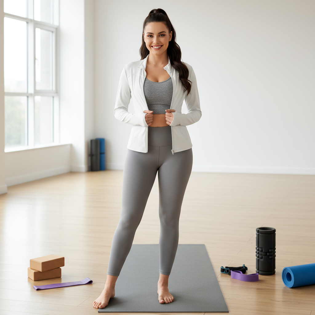 Slim Fit Yoga Jacket - Full Zip Workout Jacket with Thumbholes for Women