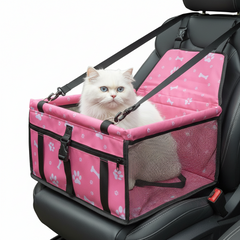 Pink bone print Portable Pet Car Seat for Dogs and Cats - Adjustable Car Seat Cover, Pet Travel Car Carrier with Safety Belt