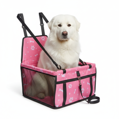 Pink bone print Portable Pet Car Seat for Dogs and Cats - Adjustable Car Seat Cover, Pet Travel Car Carrier with Safety Belt
