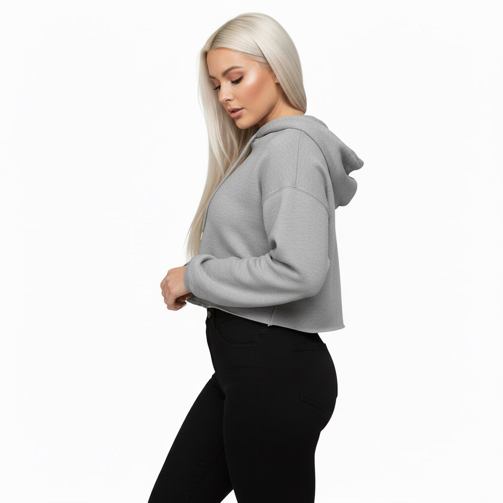 OFC Women's Cropped Hoodie - Premium Fleece Activewear with Raw Hem