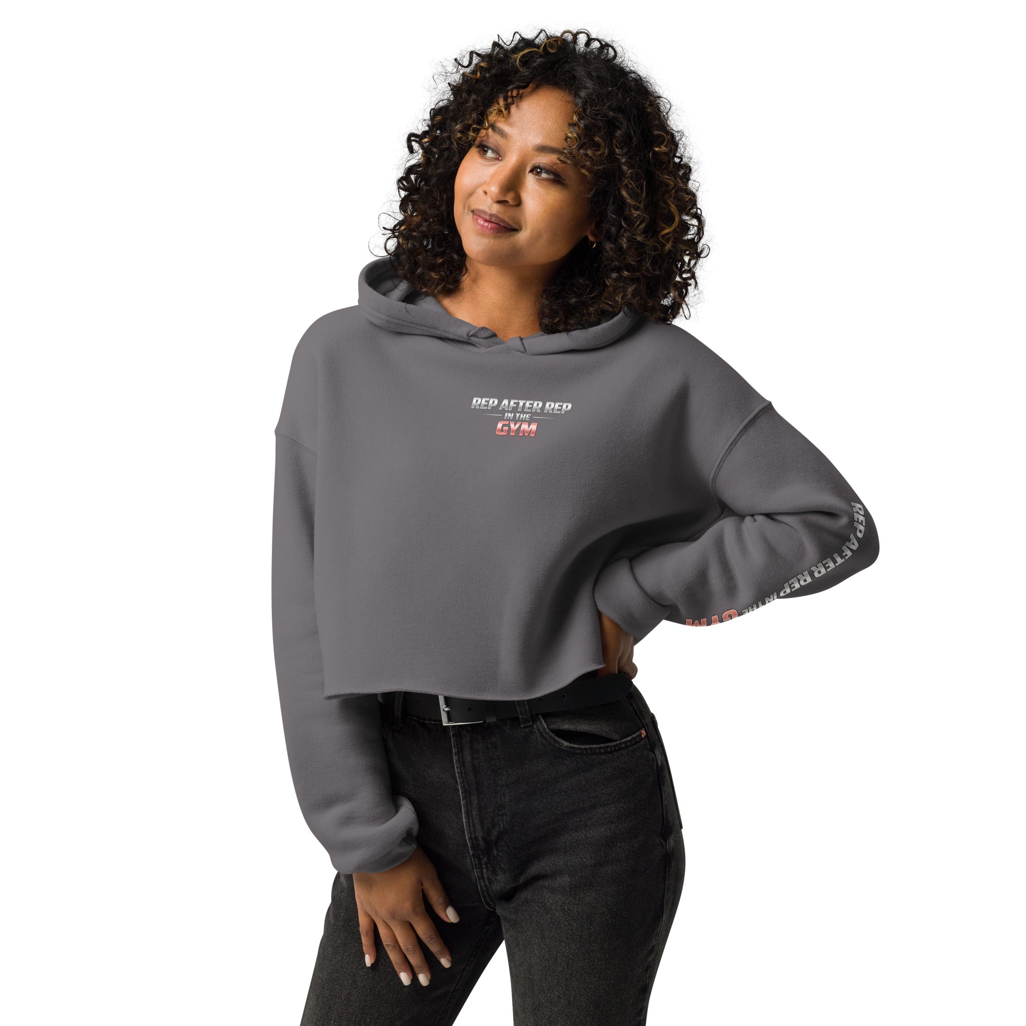 OFC Women's Cropped Hoodie - Premium Fleece Activewear with Raw Hem Storm