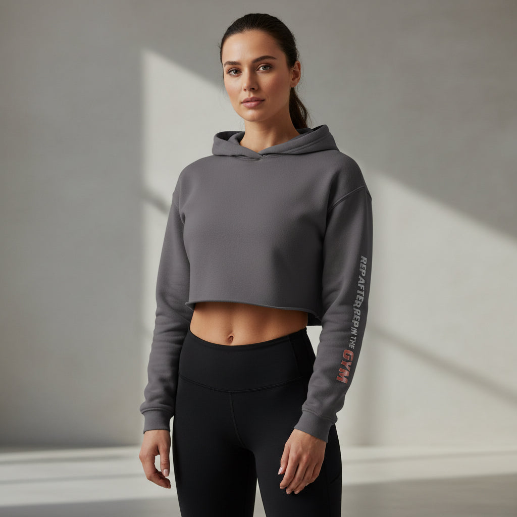 OFC Women's Cropped Hoodie - Premium Fleece Activewear with Raw Hem