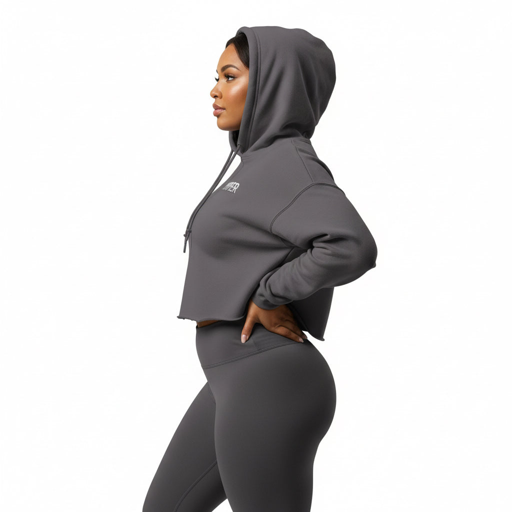 OFC Women's Cropped Hoodie - Premium Fleece Activewear with Raw Hem