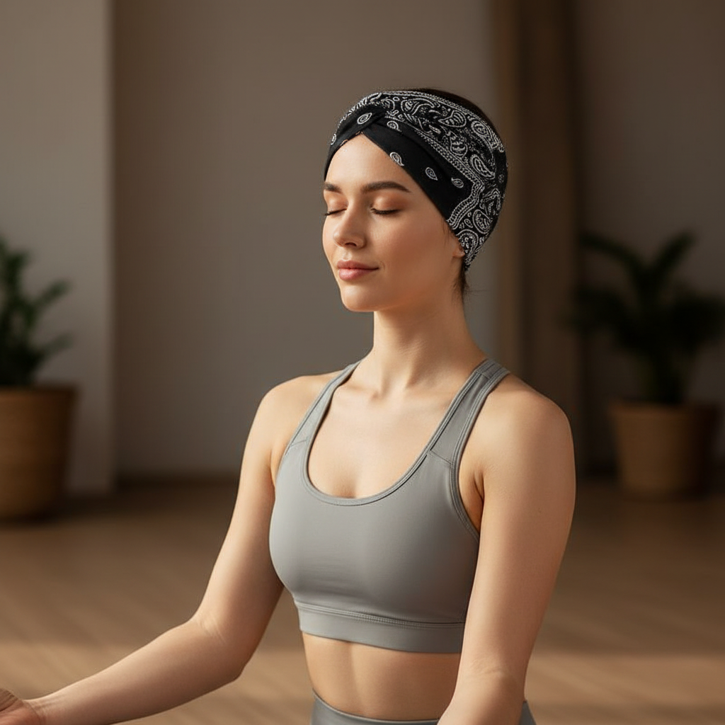 5-PCS Cashew nuts are black Women's Extra Wide Turban Headband - Elastic Yoga & Sports Hair Wrap