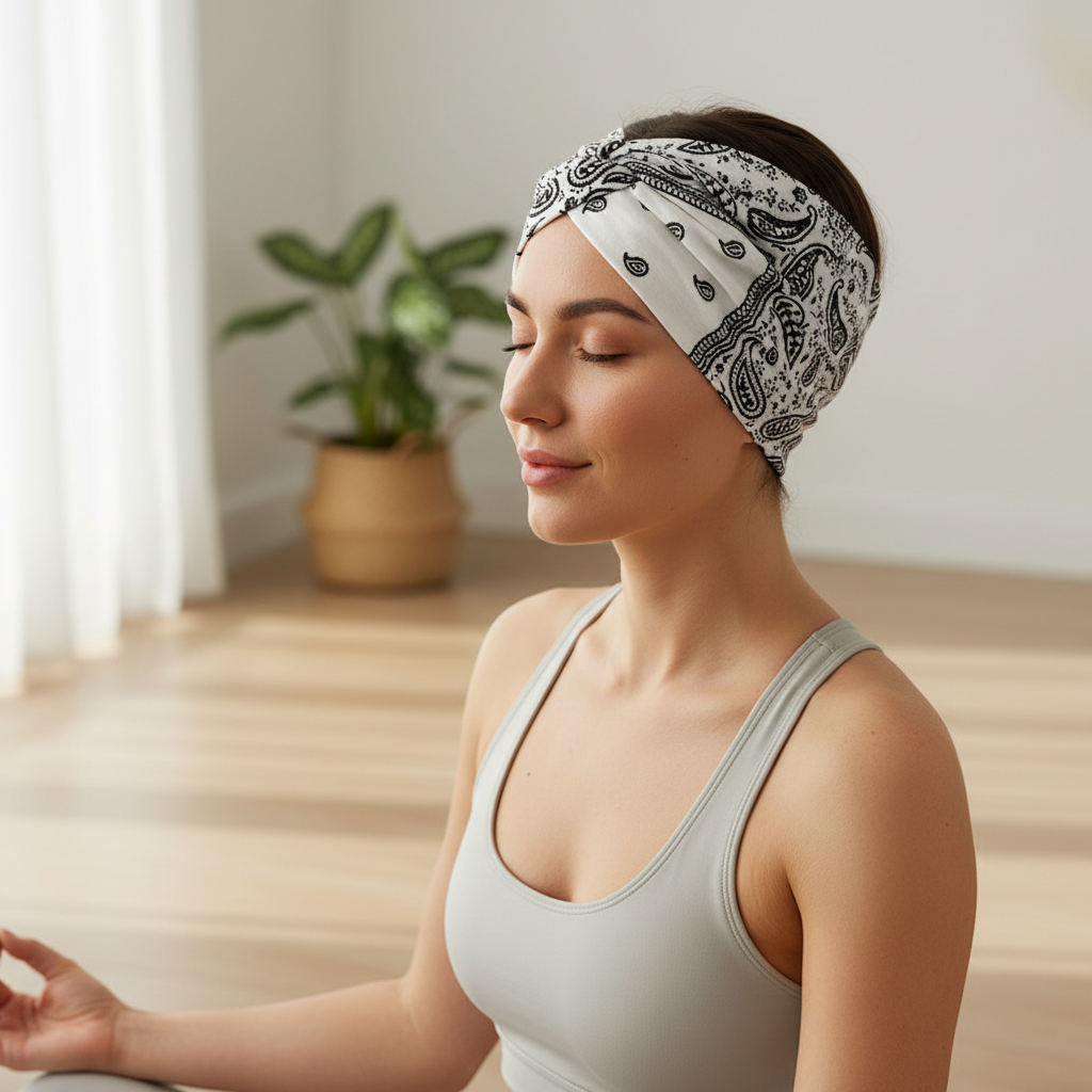 5-PCS Cashew nuts are white Women's Extra Wide Turban Headband - Elastic Yoga & Sports Hair Wrap