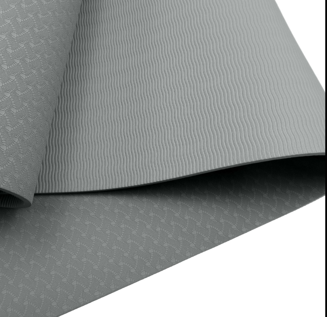 Powertrain Dual Layer 6mm Yoga Mat | Slate Grey | Non-slip Surface And Carry Strap For Ultimate Comfort And Portability